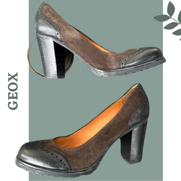 Geox Respira  Amphibiox Brown Leather/Suede Block Heel Mule Shoes Size 38 - Picture 11 of 12